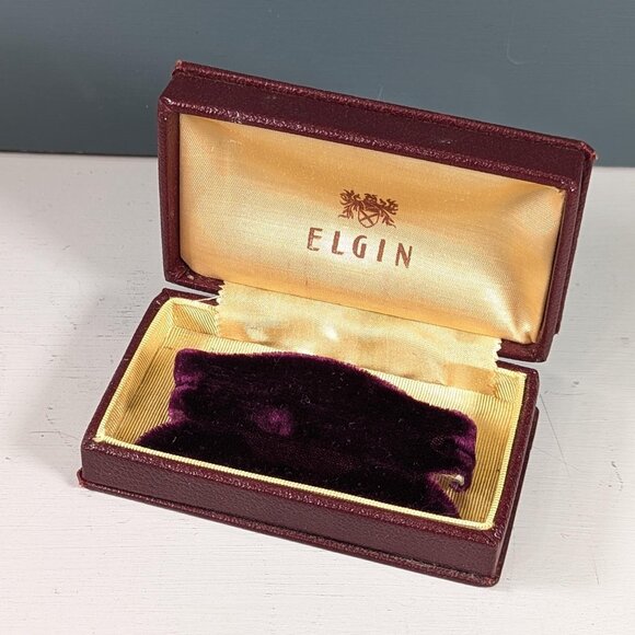 Vintage Art Deco Elgin Watch Display Box in red leather, heirloom watch - Picture 2 of 10